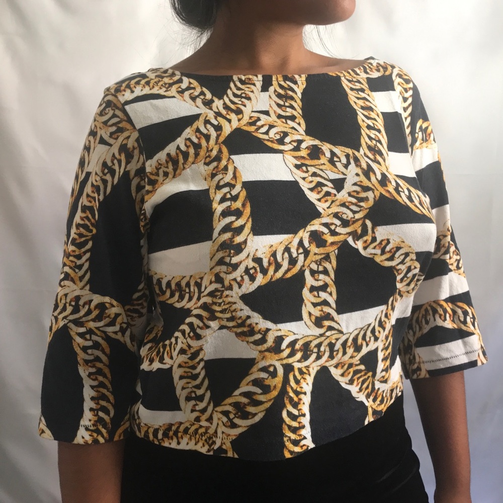 Printed Three-Quarter Sleeve Top